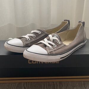 Converse Women’s Low-Top Canvas Sneakers in Taupe with White Accents